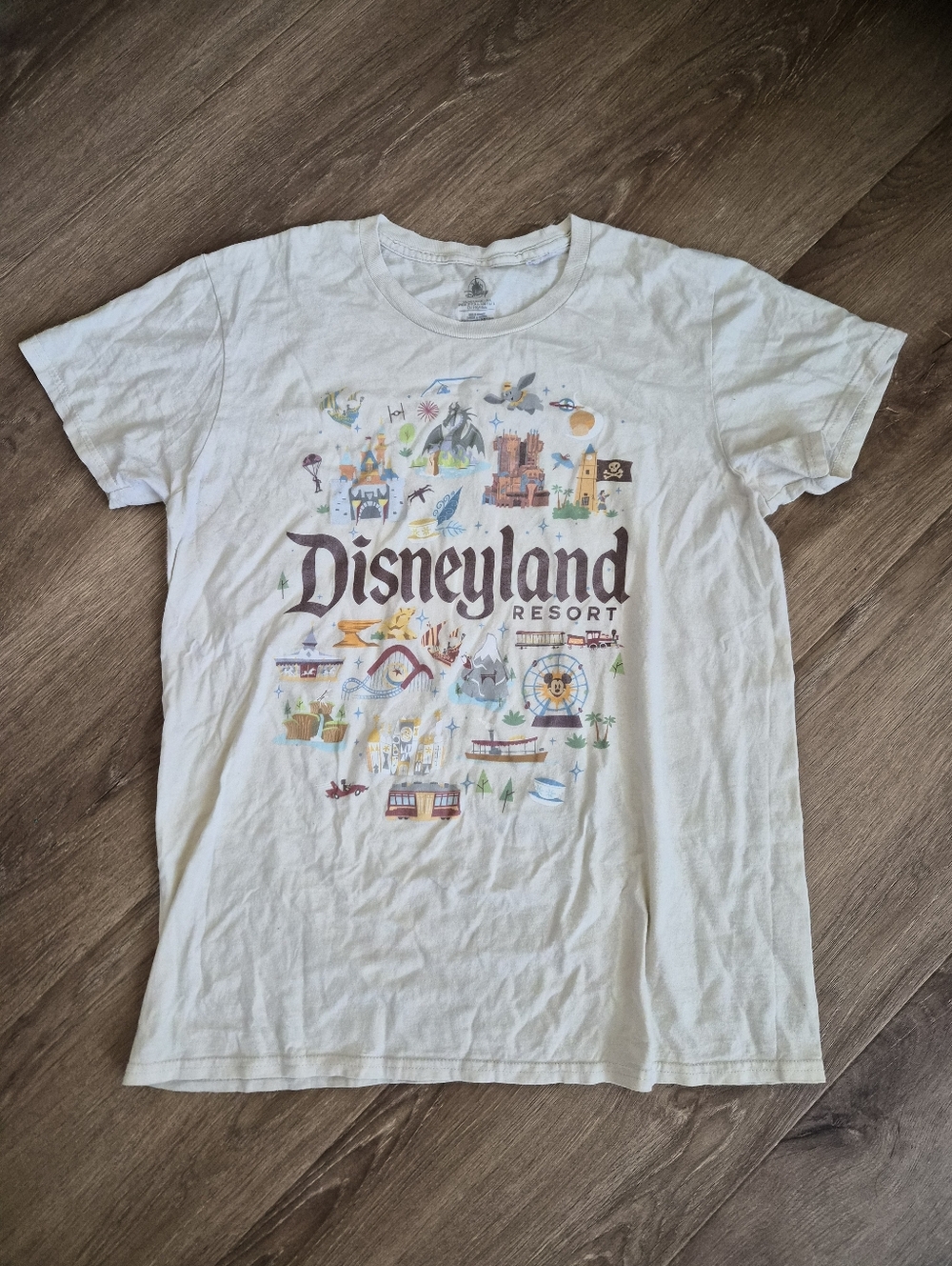 Vintage Disneyland PARKS Graphic Tee - Cream White Large
